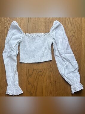 Reformation Clementine White Linen Smock Top - 2X